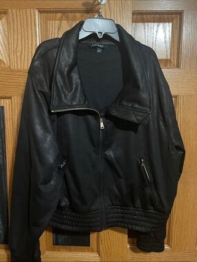 Lauren Ralph Lauren Black Bomber Jacket with Zip Pockets